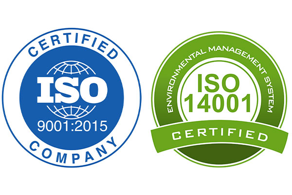 ISO 9001:2015 + ISO 14001:2015 Certified Company Logo