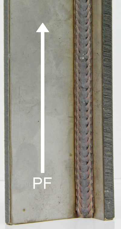 Vertical-up weld with PF
